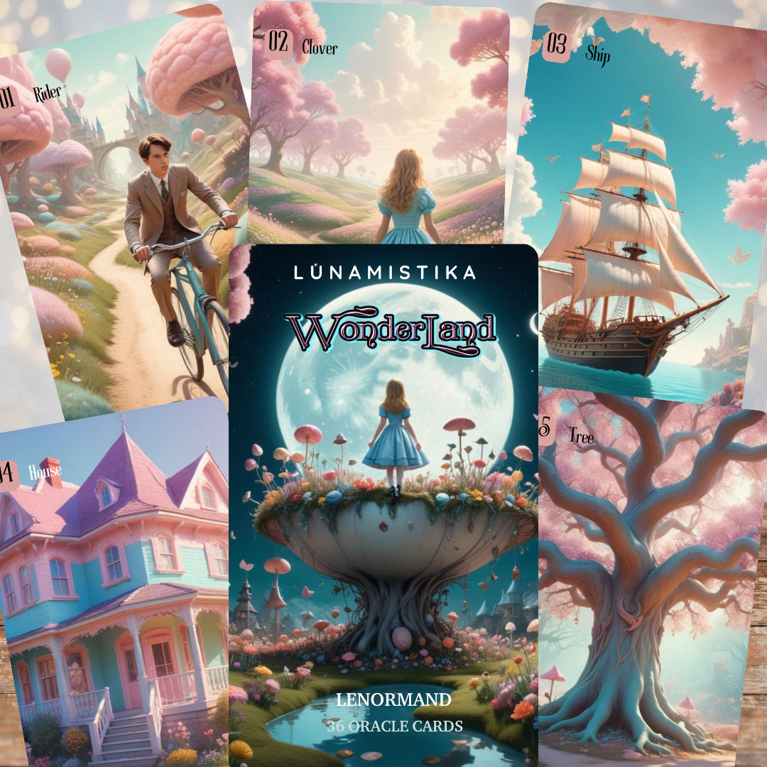 NUEVO! WONDERLAND Lenormand, oráculo inspirado en el pais de las maravillas, baraja lenormand, petit lenormand, juego de cartas adivinatoria