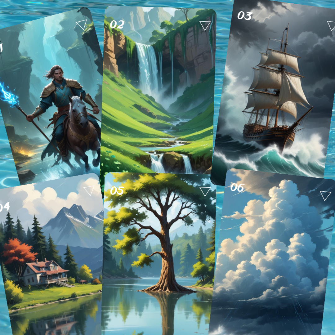 Element: Water Lenormand, oráculo con 36 ilustraciones basadas en el elemento Agua