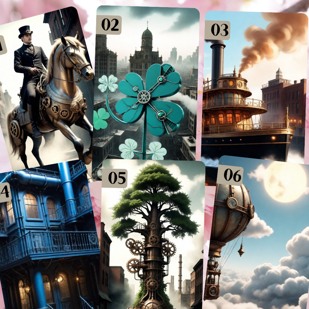 Steampunk Lenormand, oráculo con 36 ilustraciones basadas en el estilo steampunk