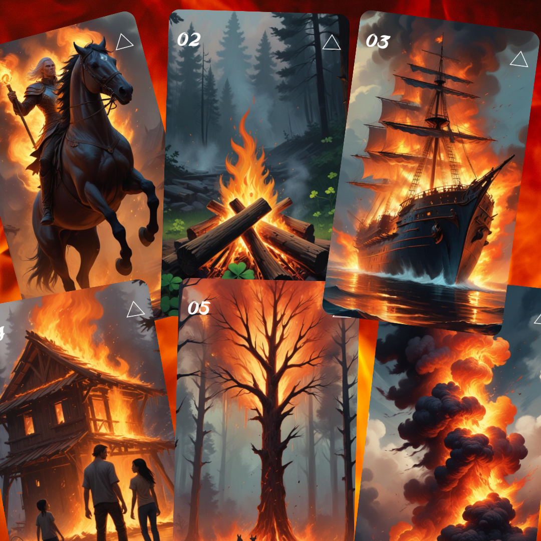 Element: Fire Lenormand, oráculo con 36 ilustraciones basadas en el elemento Fuego