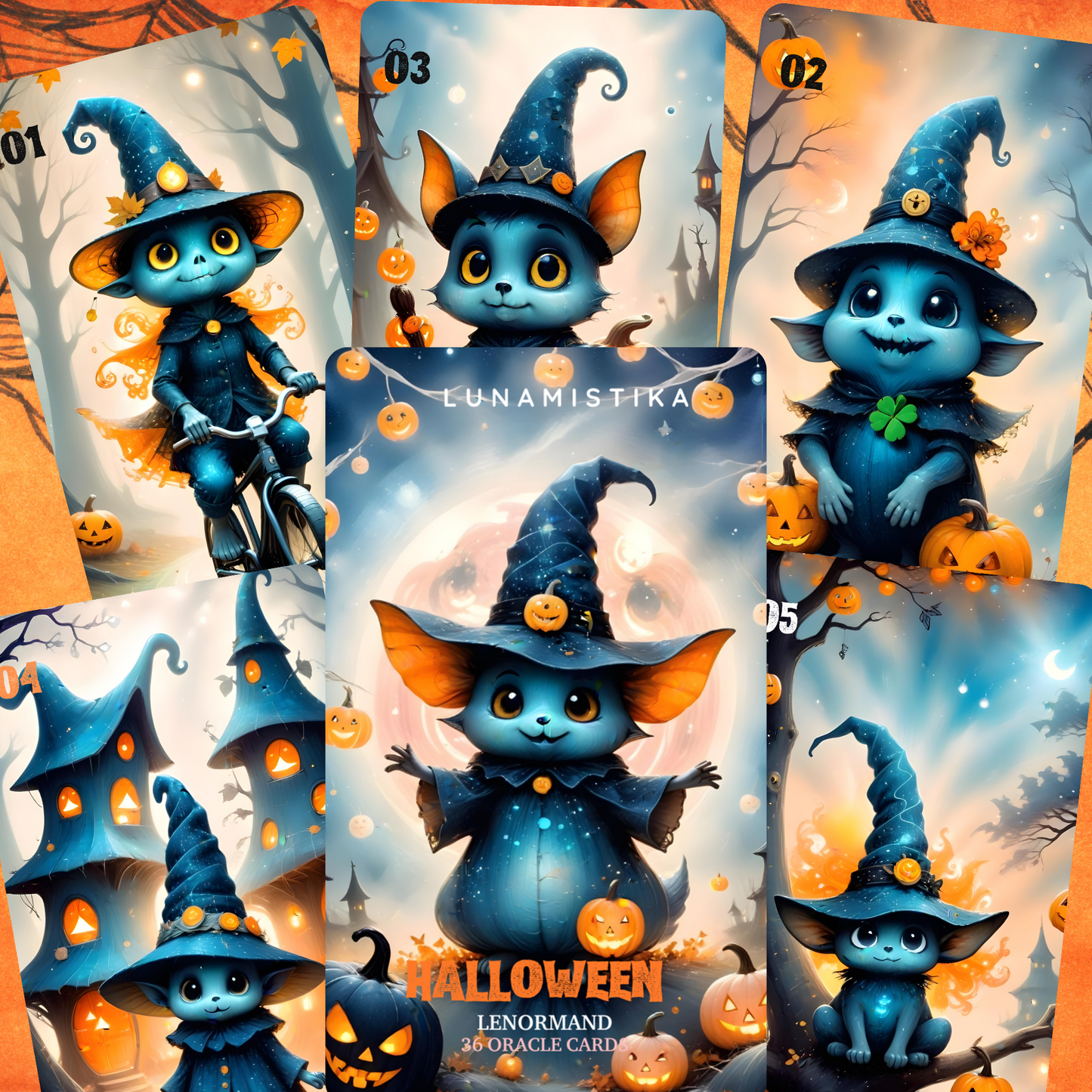 Halloween Lenormand, oráculo con 36 ilustraciones aterradoras y adorables al mismo tiempo!