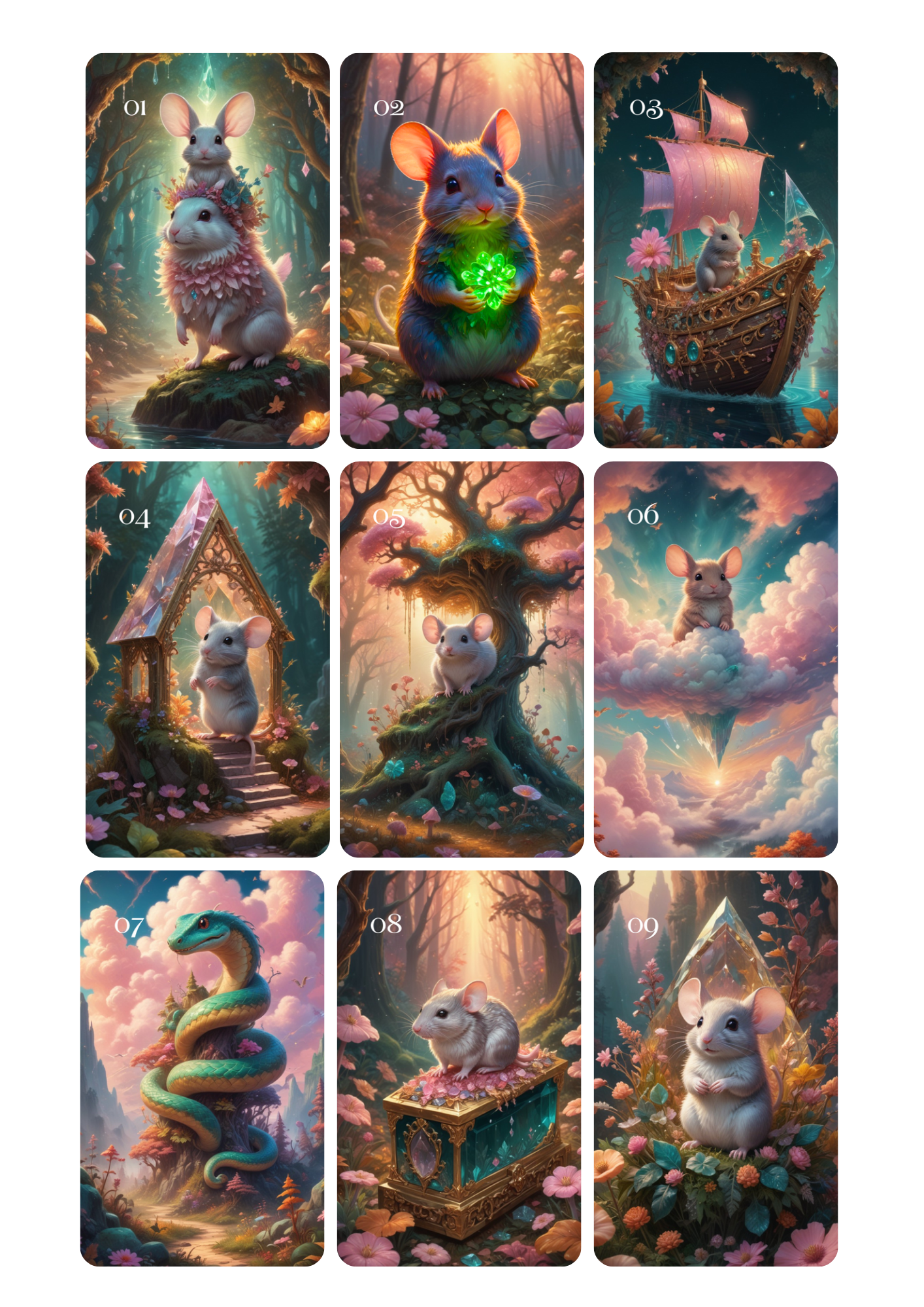 The crystal Lenormouse Lenormand, oráculo con 36 ilustraciones inspiradas en nuestras mascotas favoritas, Ratones!