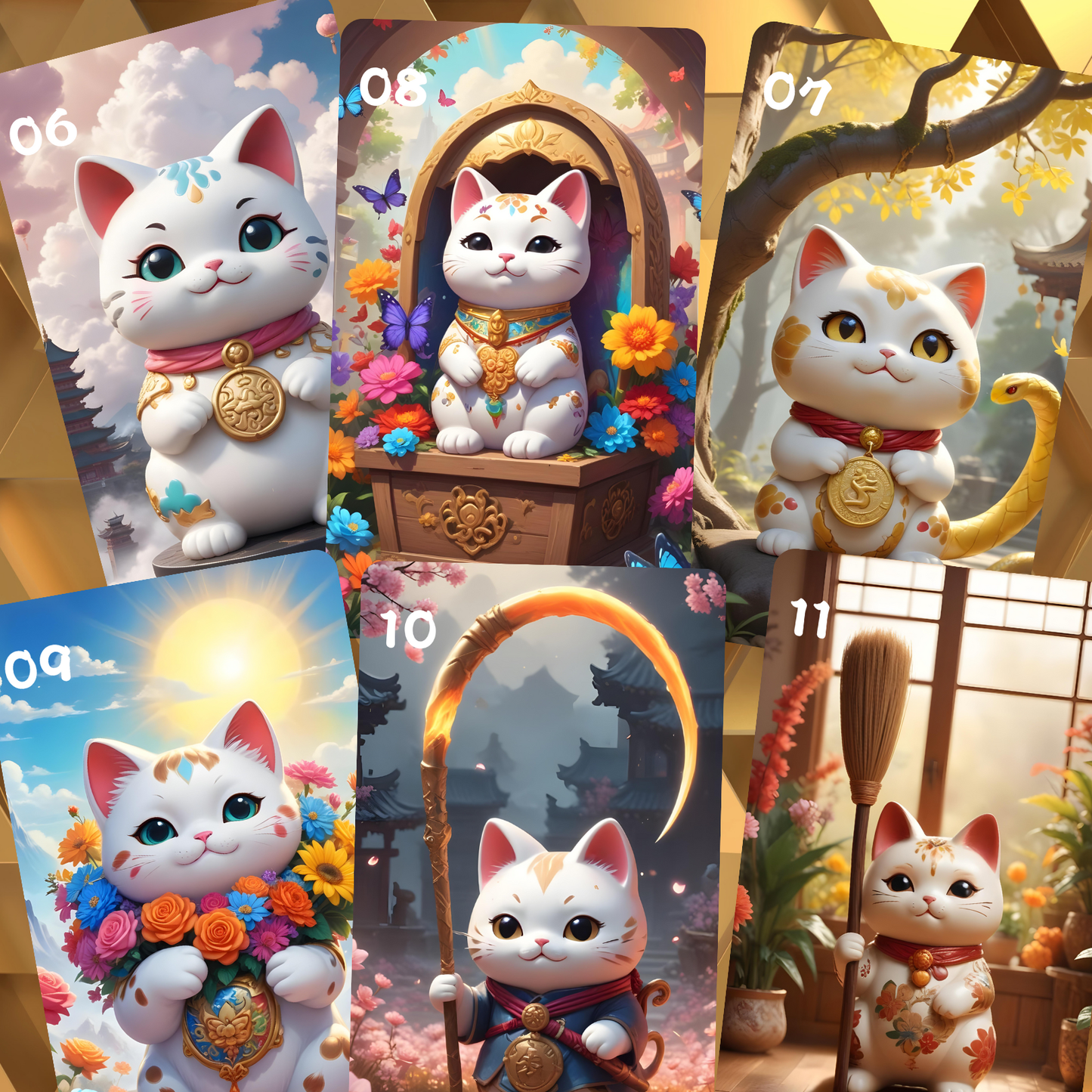 Maneki Neko Lenormand, oráculo con 36 ilustraciones inspiradas en nuestro felino de la suerte favorito!