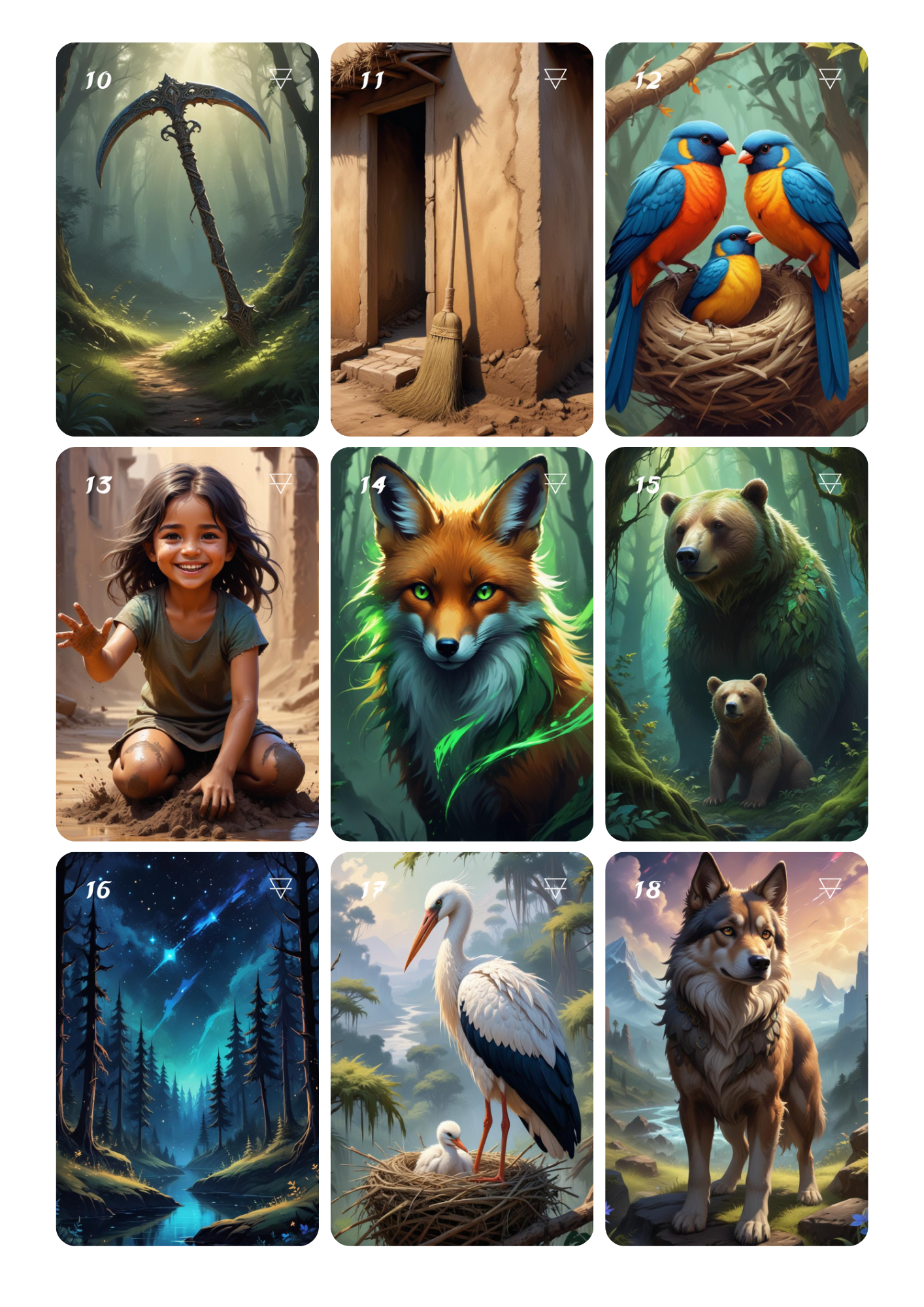 Element: Earth Lenormand, oráculo con 36 ilustraciones basadas en el elemento Tierra