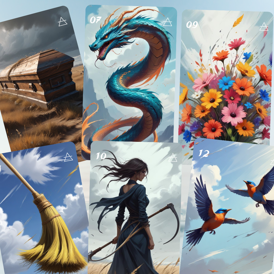 Element: Air Lenormand, oráculo con 36 ilustraciones basadas en el elemento Aire