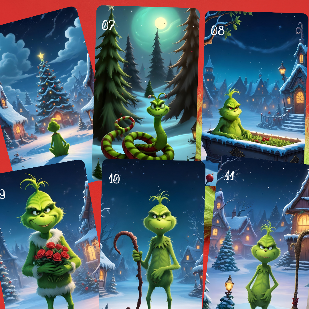 Cubierta elfo anti Christmas Lenormand, oráculo con 36 ilustraciones. Juego de adivinación, petit lenormand navideño