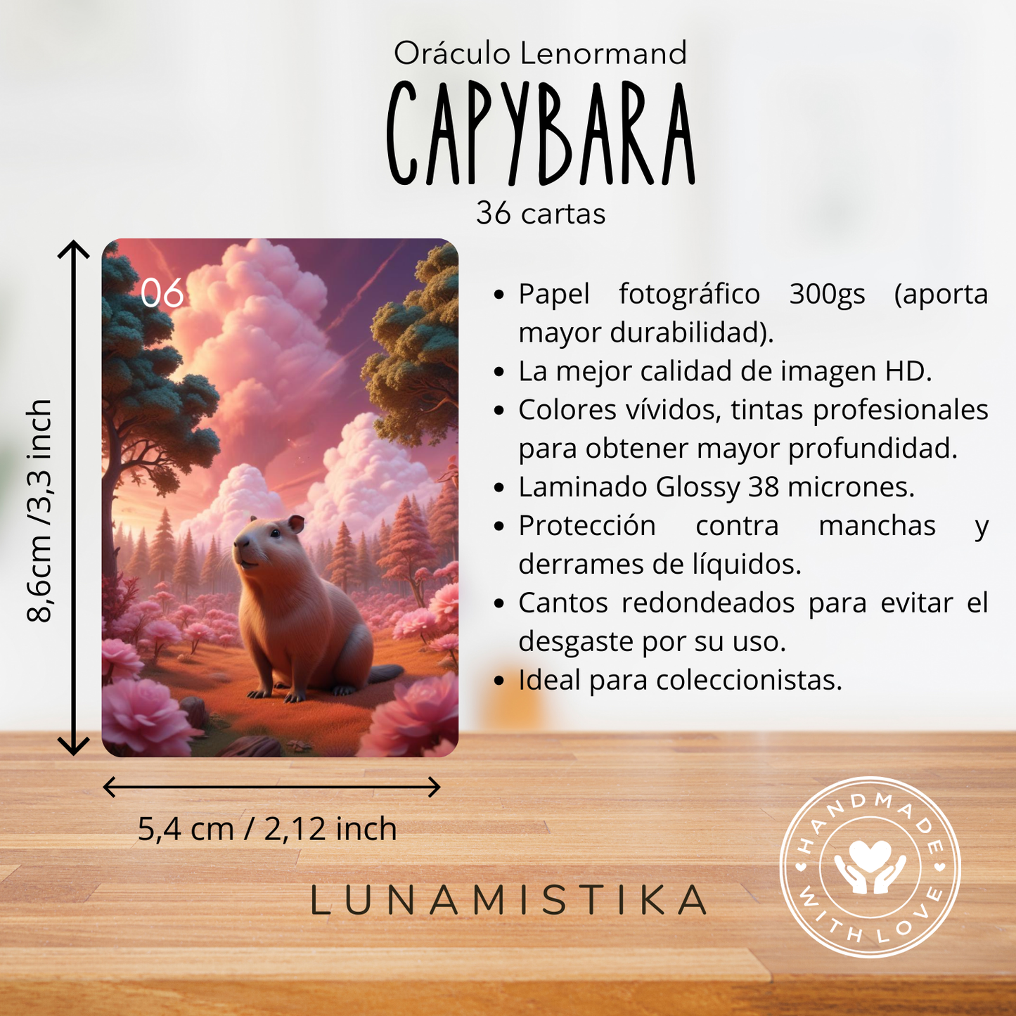 Capybara Lenormand, oráculo con 36 ilustraciones inspiradas en nuestros animales favoritos, capibaras!