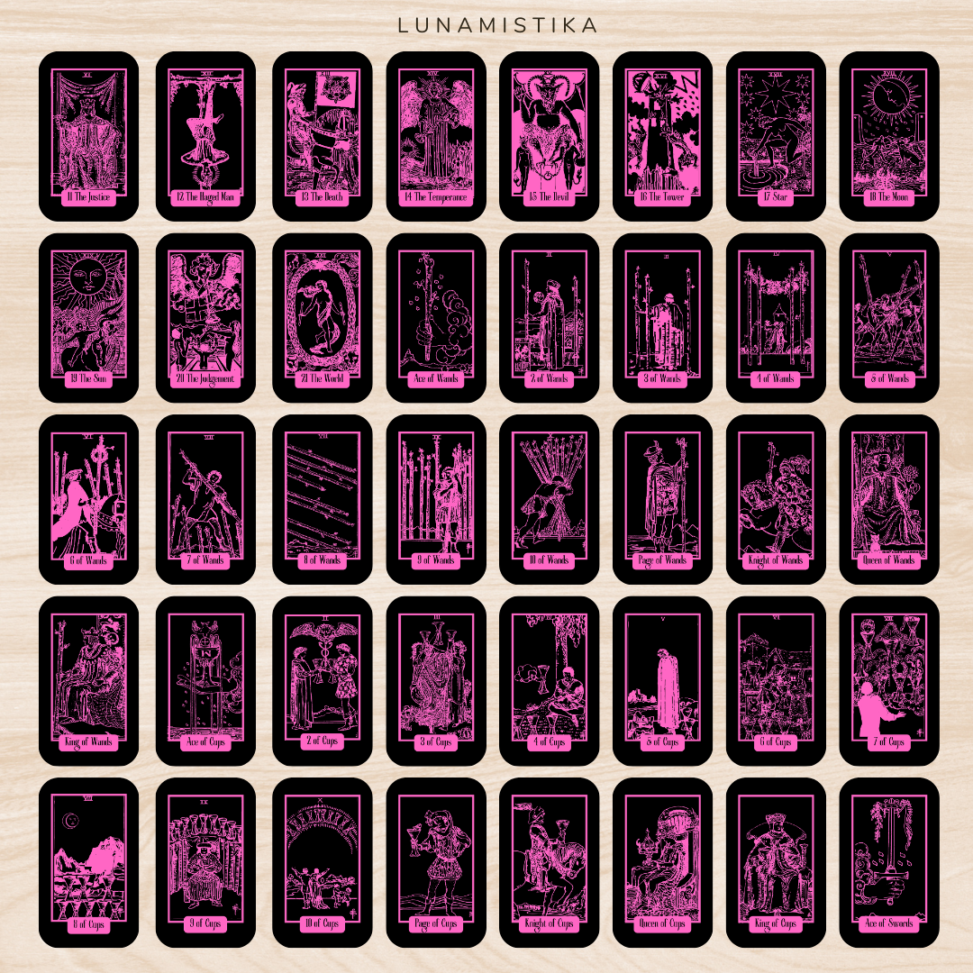 NUEVO! PINKY Tarot, 78 cartas, tarot RWS, tarot de viaje, tarot clásico, tarot rosa y negro, tarot aprendizaje, juego de adivinación