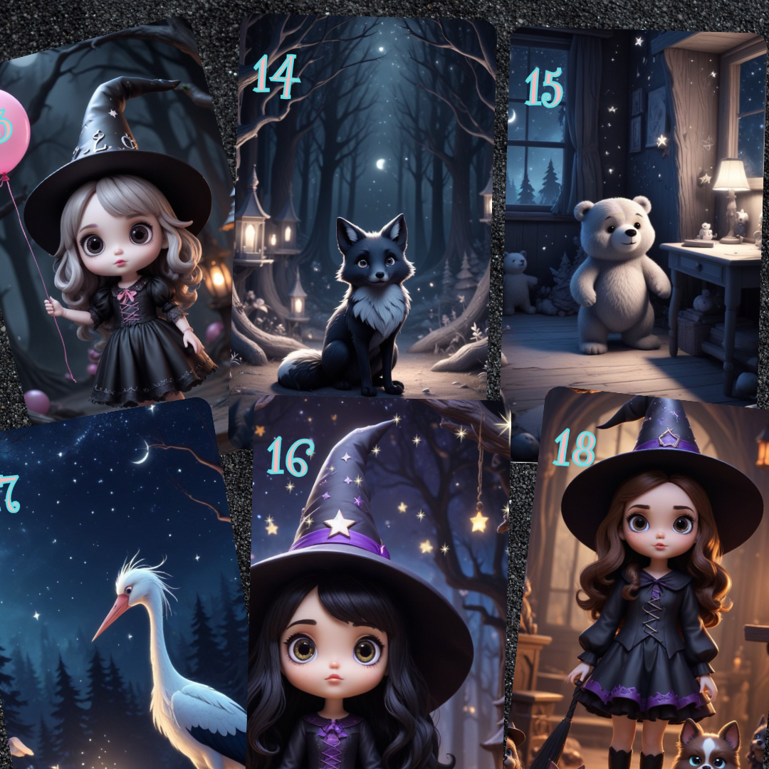 Witch Doll Lenormand, oráculo con 36 ilustraciones basadas en adorables muñecas de brujas