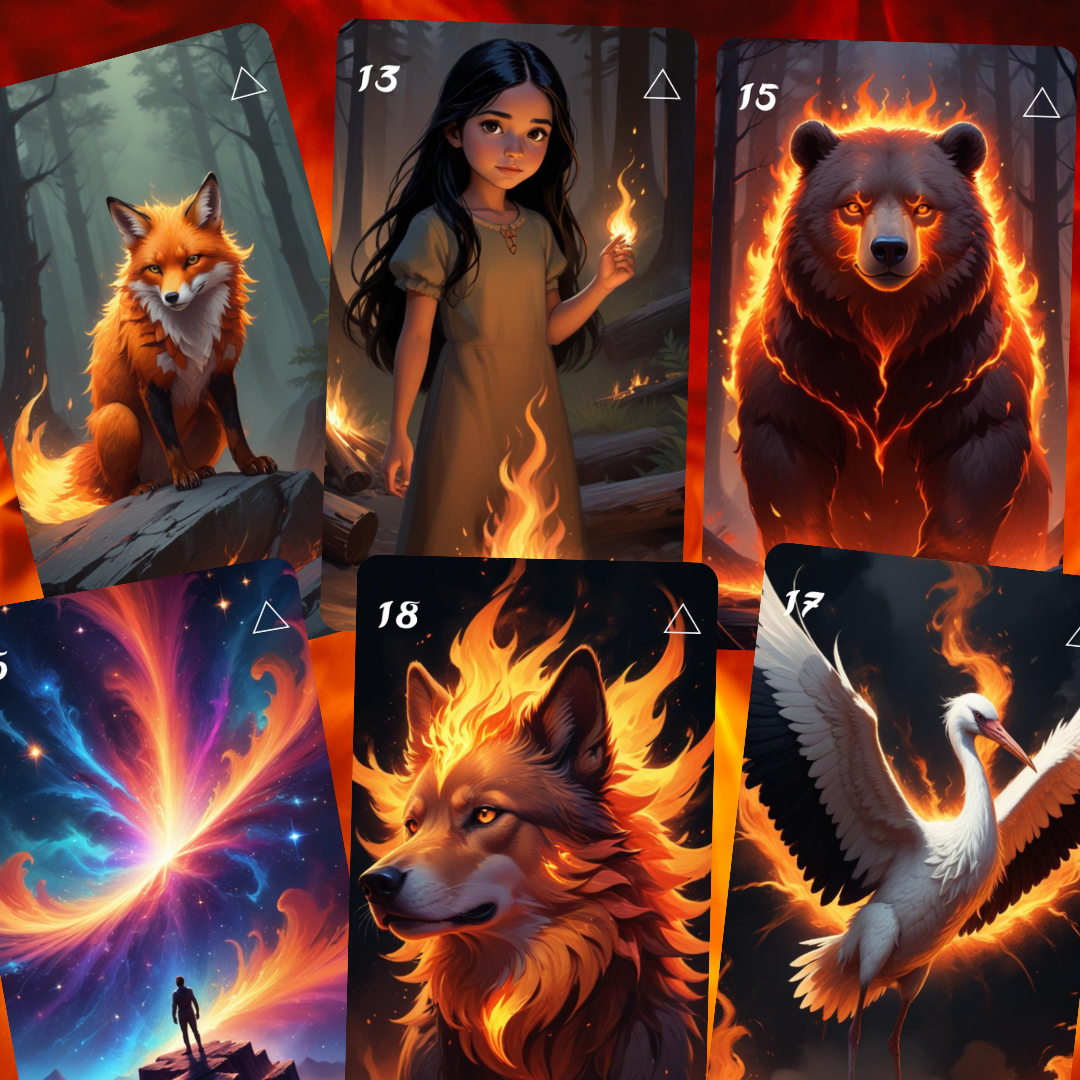 Element: Fire Lenormand, oráculo con 36 ilustraciones basadas en el elemento Fuego