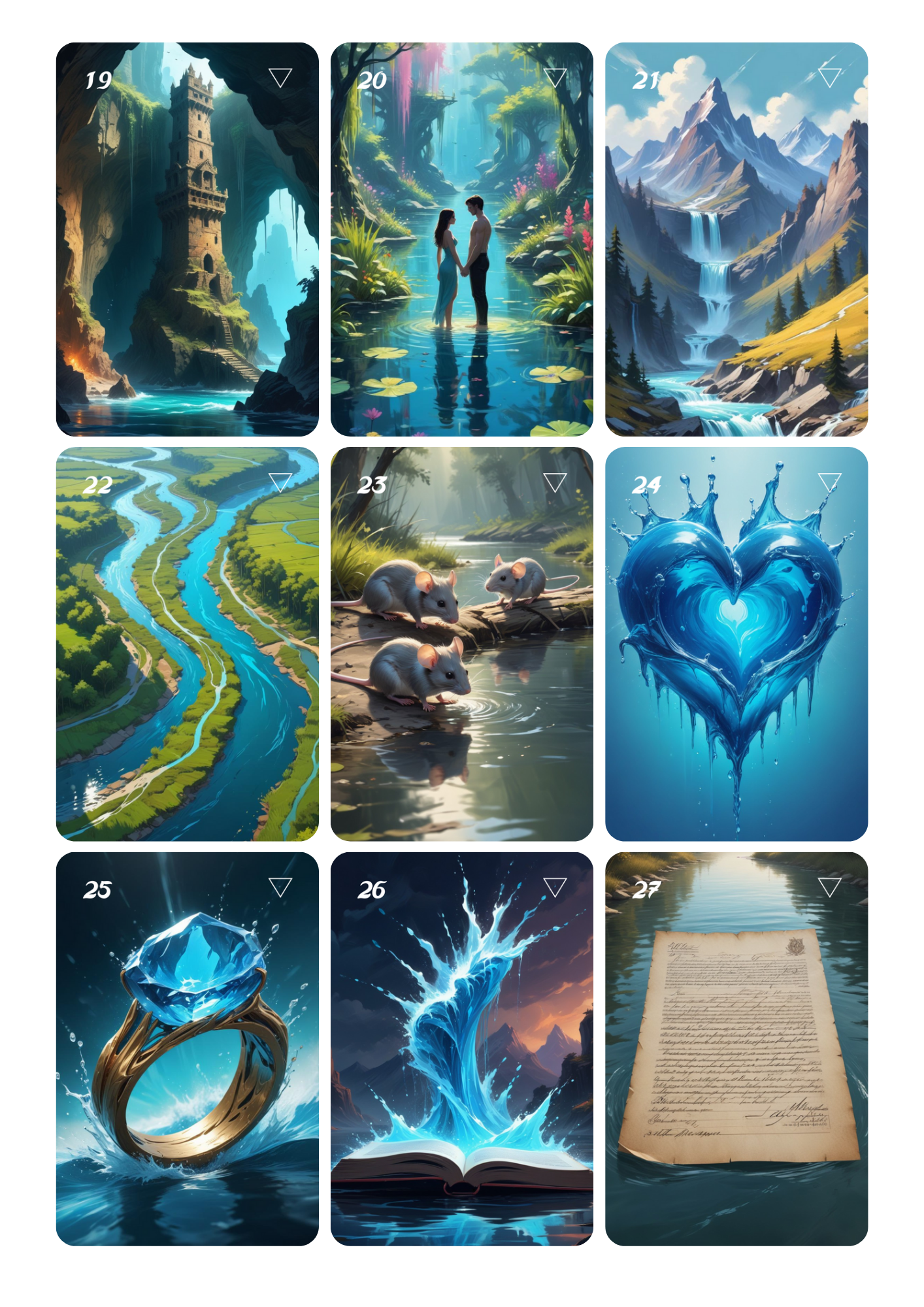 Element: Water Lenormand, oráculo con 36 ilustraciones basadas en el elemento Agua