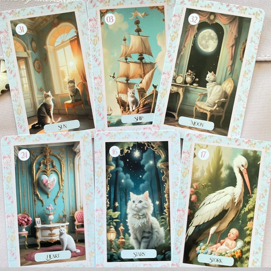 Lenorcats Lenormand, oráculo con 36 ilustraciones inspiradas en nuestros felinos favoritos, gatos!