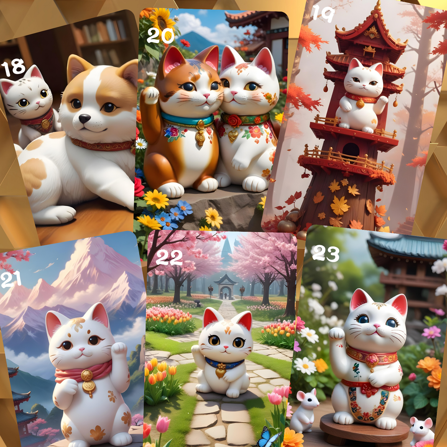 Maneki Neko Lenormand, oráculo con 36 ilustraciones inspiradas en nuestro felino de la suerte favorito!