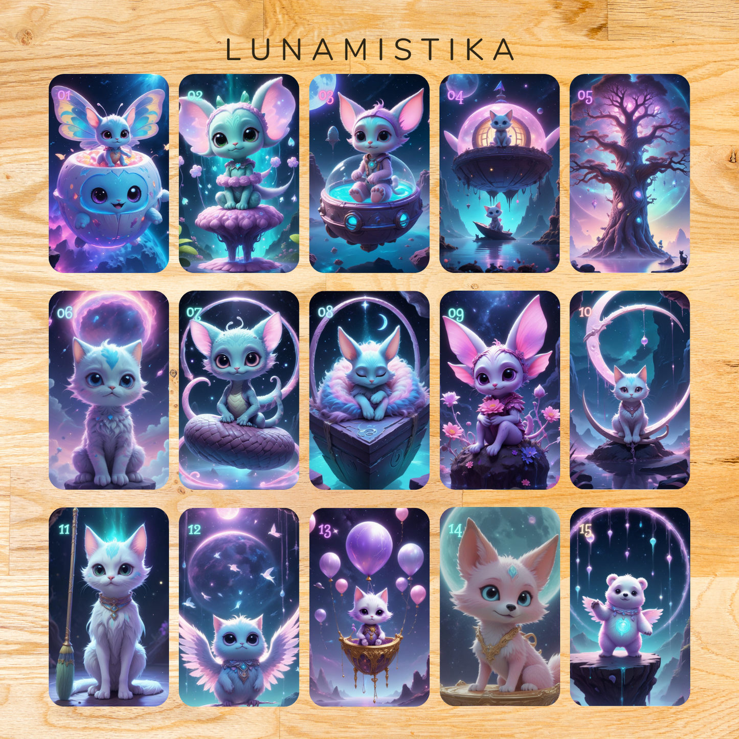 Cosmic Kittens Lenormand, oráculo con 36 ilustraciones basadas en nuestros gatos espaciales favoritos!