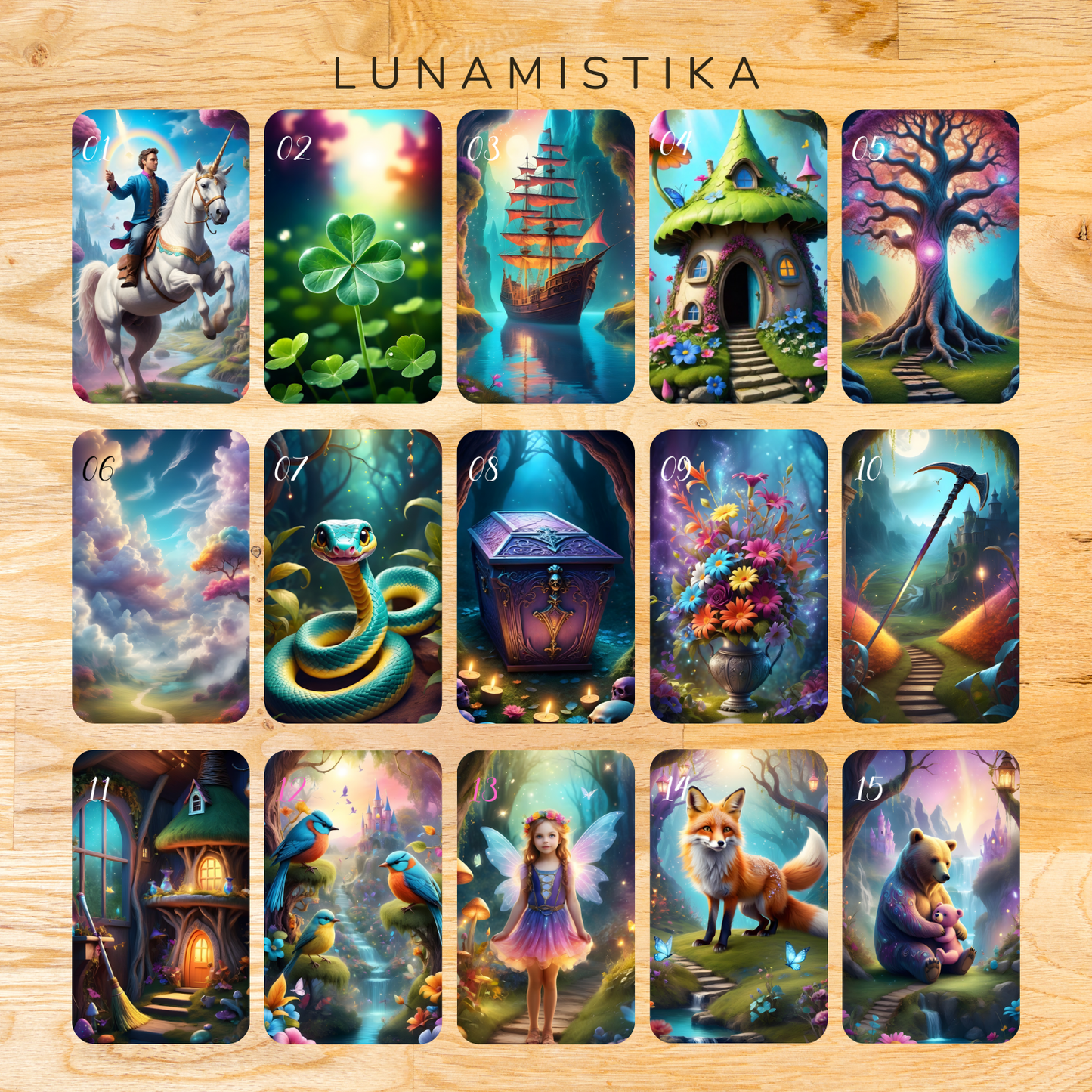 Venusta Silva extended Lenormand, oráculo con 46 ilustraciones inspiradas en el maravilloso mundo de las hadas.