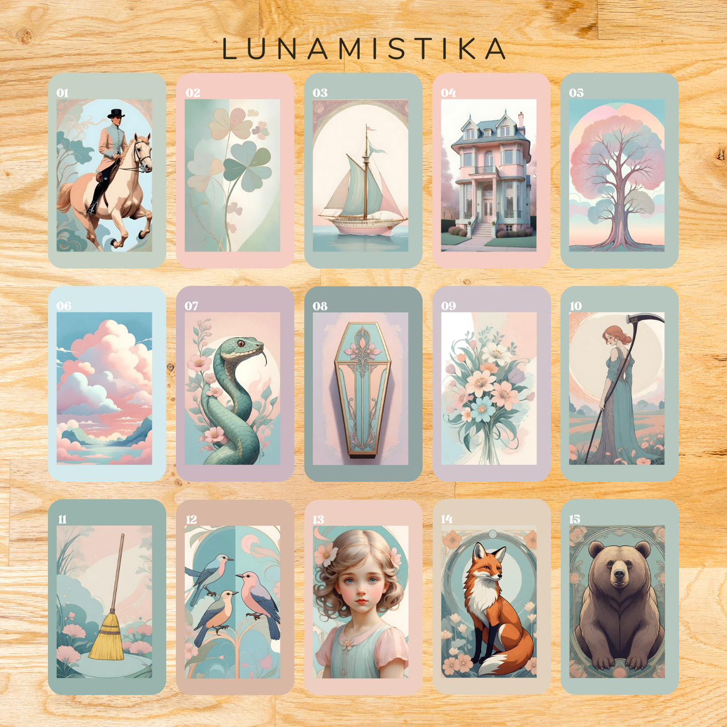 Ethereal Lenormand, oráculo con 36 ilustraciones inspiradas en la belle epoque.