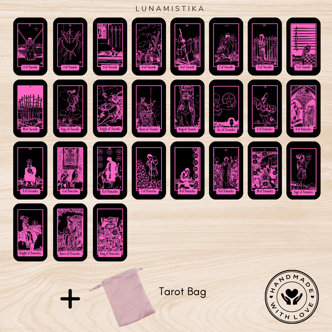 NUEVO! PINKY Tarot, 78 cartas, tarot RWS, tarot de viaje, tarot clásico, tarot rosa y negro, tarot aprendizaje, juego de adivinación