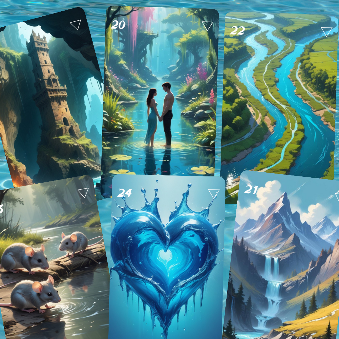 Element: Water Lenormand, oráculo con 36 ilustraciones basadas en el elemento Agua