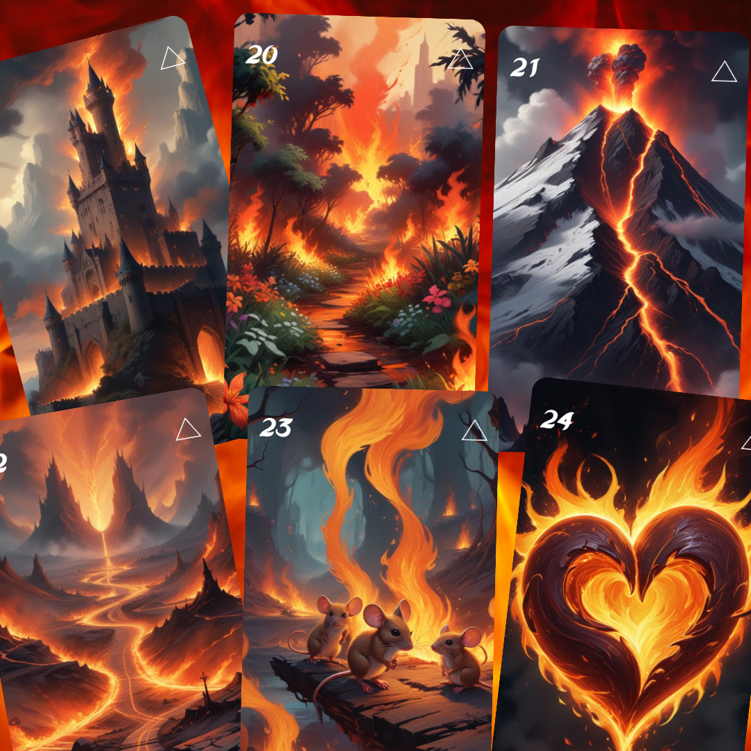 Element: Fire Lenormand, oráculo con 36 ilustraciones basadas en el elemento Fuego