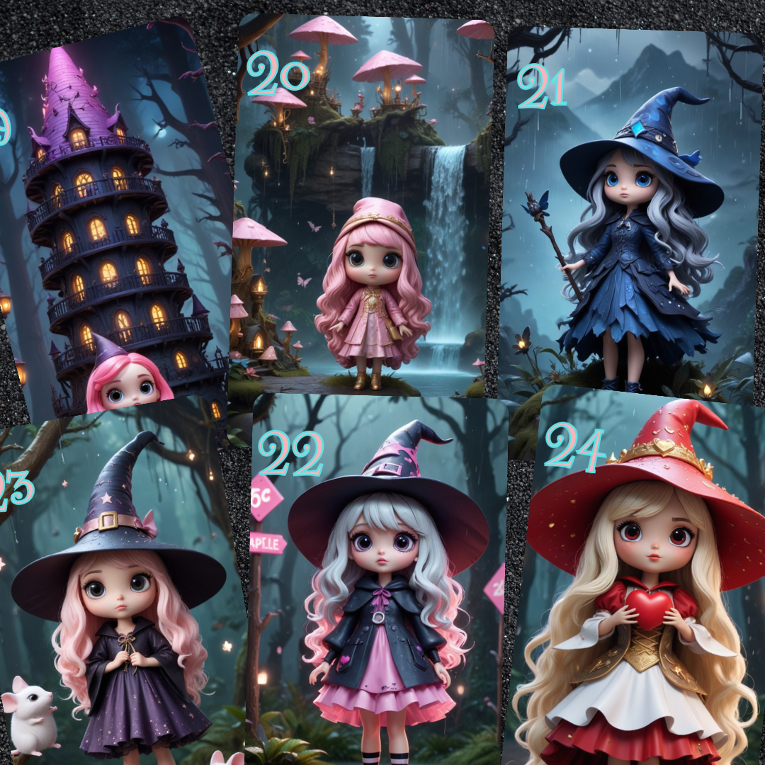 Witch Doll Lenormand, oráculo con 36 ilustraciones basadas en adorables muñecas de brujas