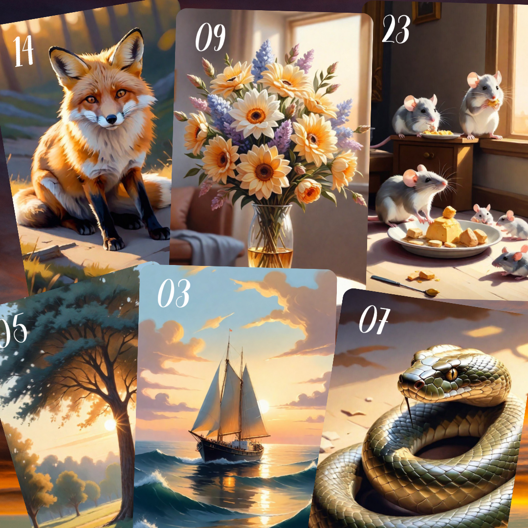 Sunset Lenormand, oráculo con 36 ilustraciones al atardecer