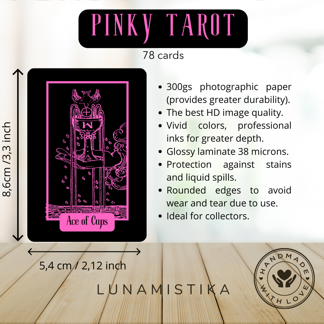 NUEVO! PINKY Tarot, 78 cartas, tarot RWS, tarot de viaje, tarot clásico, tarot rosa y negro, tarot aprendizaje, juego de adivinación