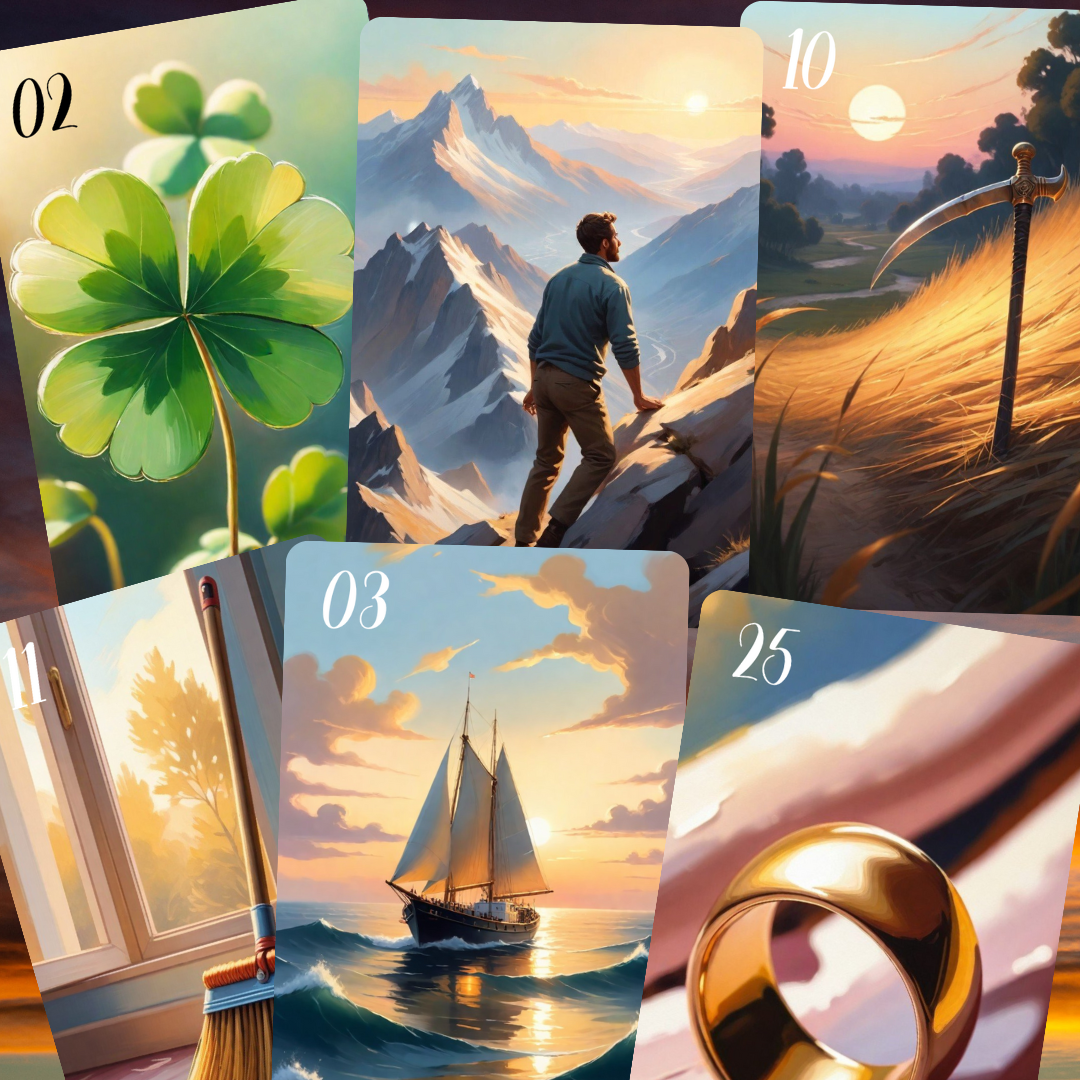 Sunset Lenormand, oráculo con 36 ilustraciones al atardecer