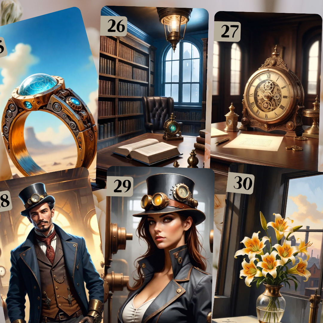 Steampunk Lenormand, oráculo con 36 ilustraciones basadas en el estilo steampunk