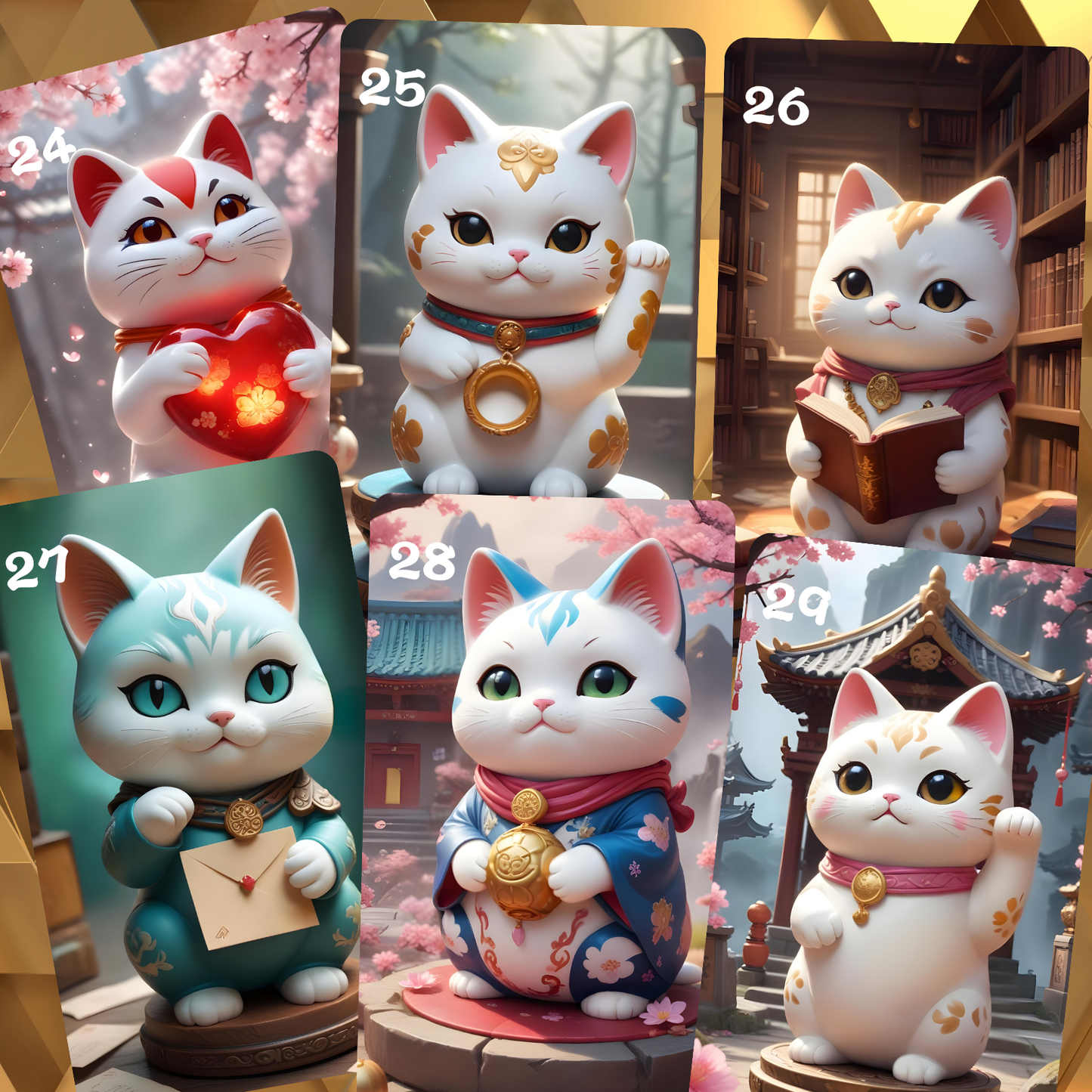 Maneki Neko Lenormand, oráculo con 36 ilustraciones inspiradas en nuestro felino de la suerte favorito!