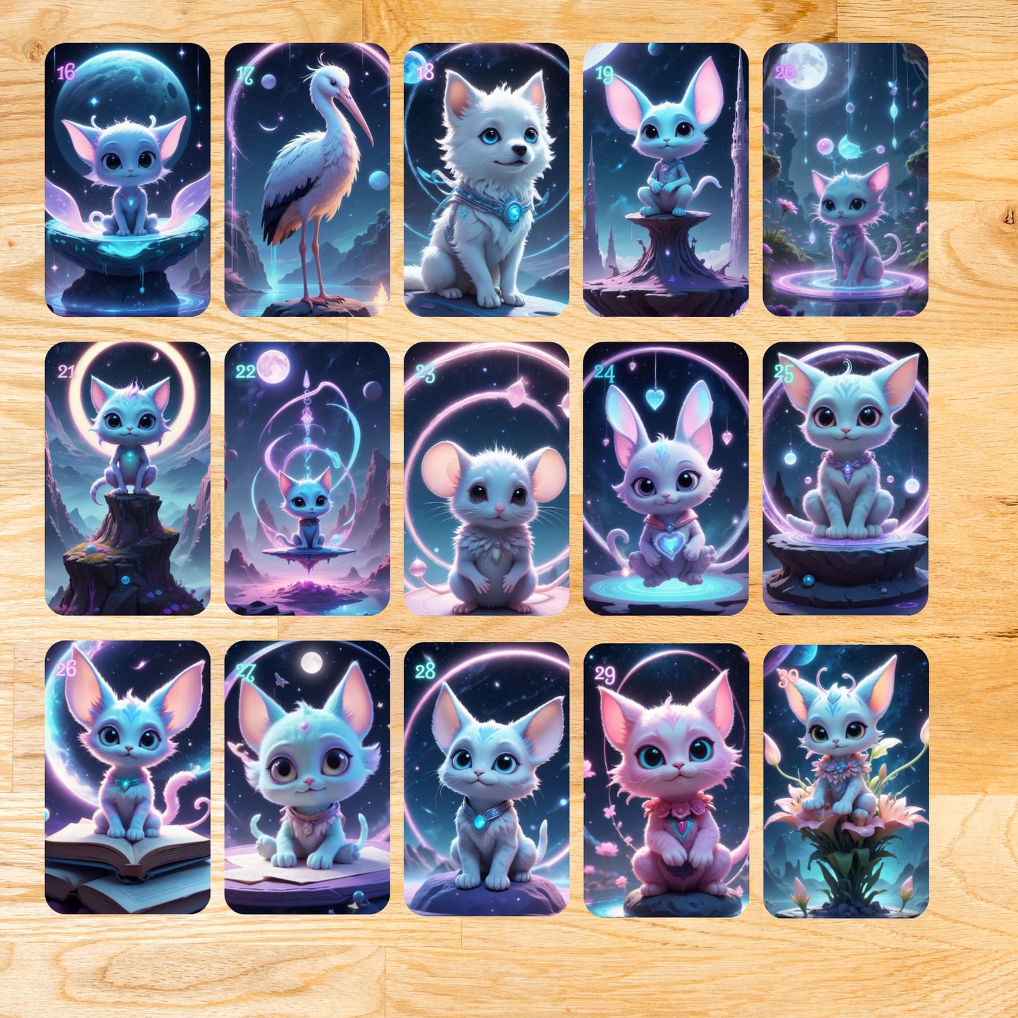 Cosmic Kittens Lenormand, oráculo con 36 ilustraciones basadas en nuestros gatos espaciales favoritos!