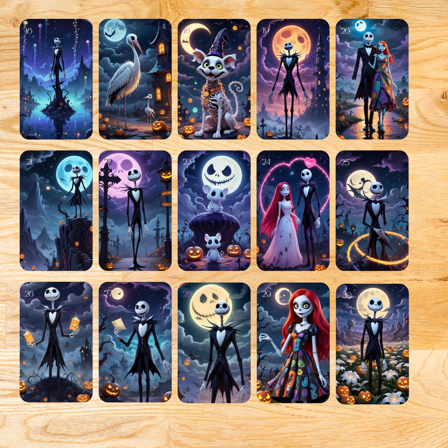 Cubierta de Halloween Lenormand, oráculo con 36 ilustraciones que dan vida a esta baraja adivinatoria.