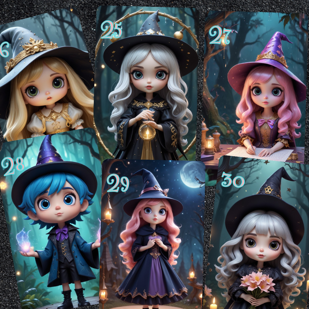 Witch Doll Lenormand, oráculo con 36 ilustraciones basadas en adorables muñecas de brujas