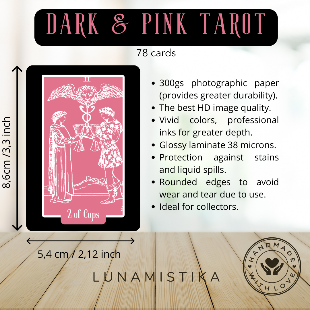 NUEVO Dark y Pink Tarot, 78 cartas, tarot RWS, tarot de viaje, tarot clásico, tarot rosa, tarot aprendizaje, juego de adivinación