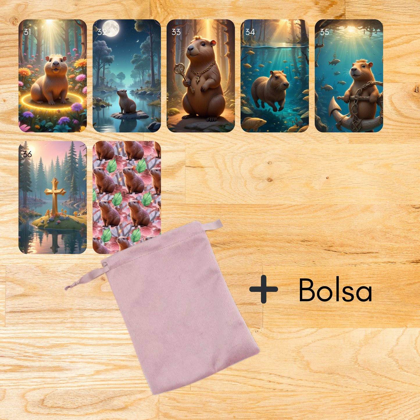 Capybara Lenormand, oráculo con 36 ilustraciones inspiradas en nuestros animales favoritos, capibaras!