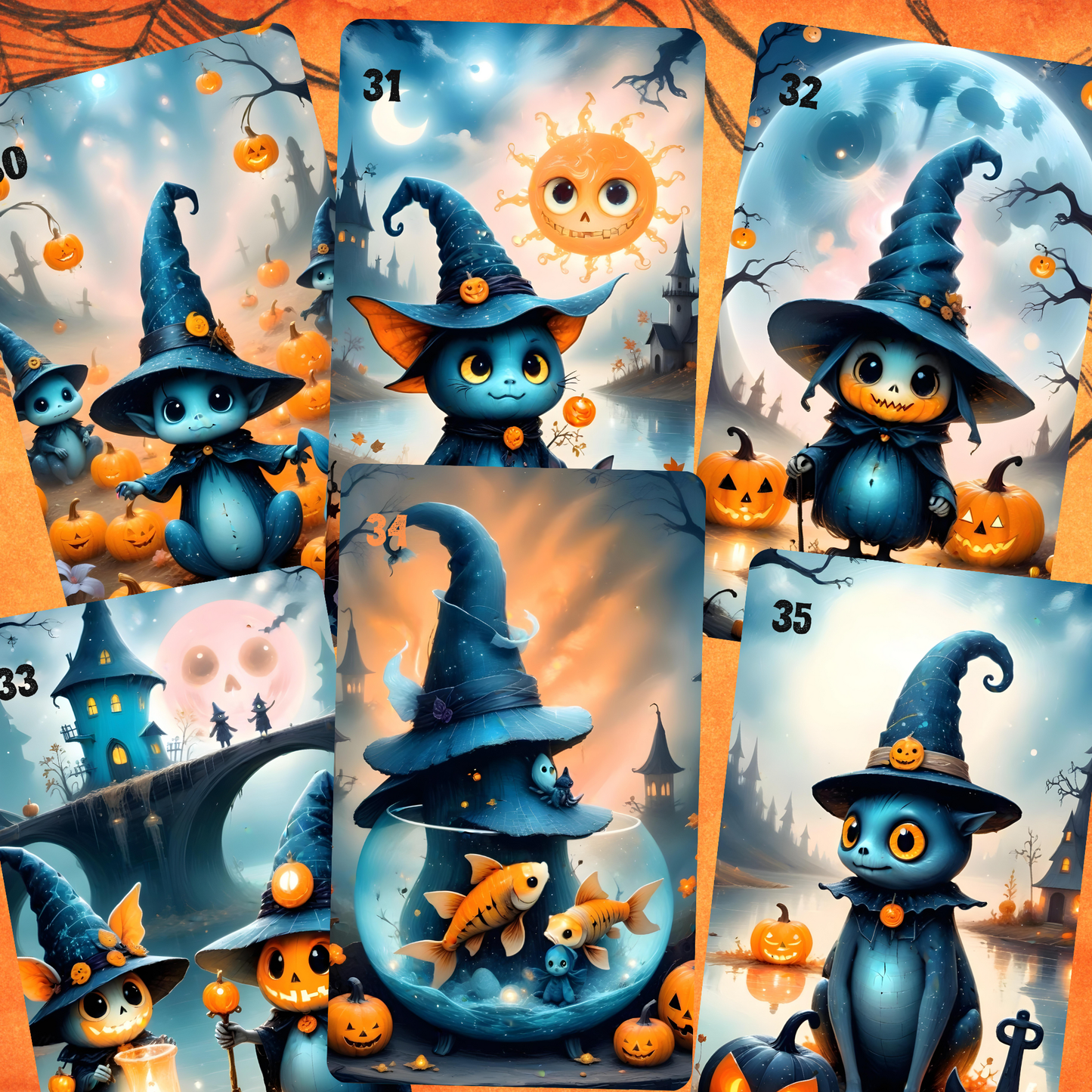 Halloween Lenormand, oráculo con 36 ilustraciones aterradoras y adorables al mismo tiempo!