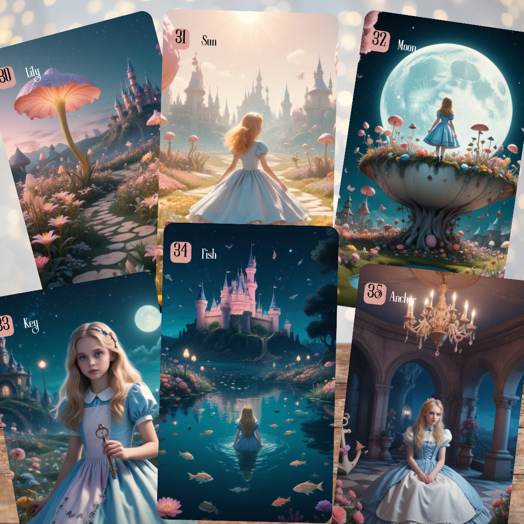 NUEVO! WONDERLAND Lenormand, oráculo inspirado en el pais de las maravillas, baraja lenormand, petit lenormand, juego de cartas adivinatoria