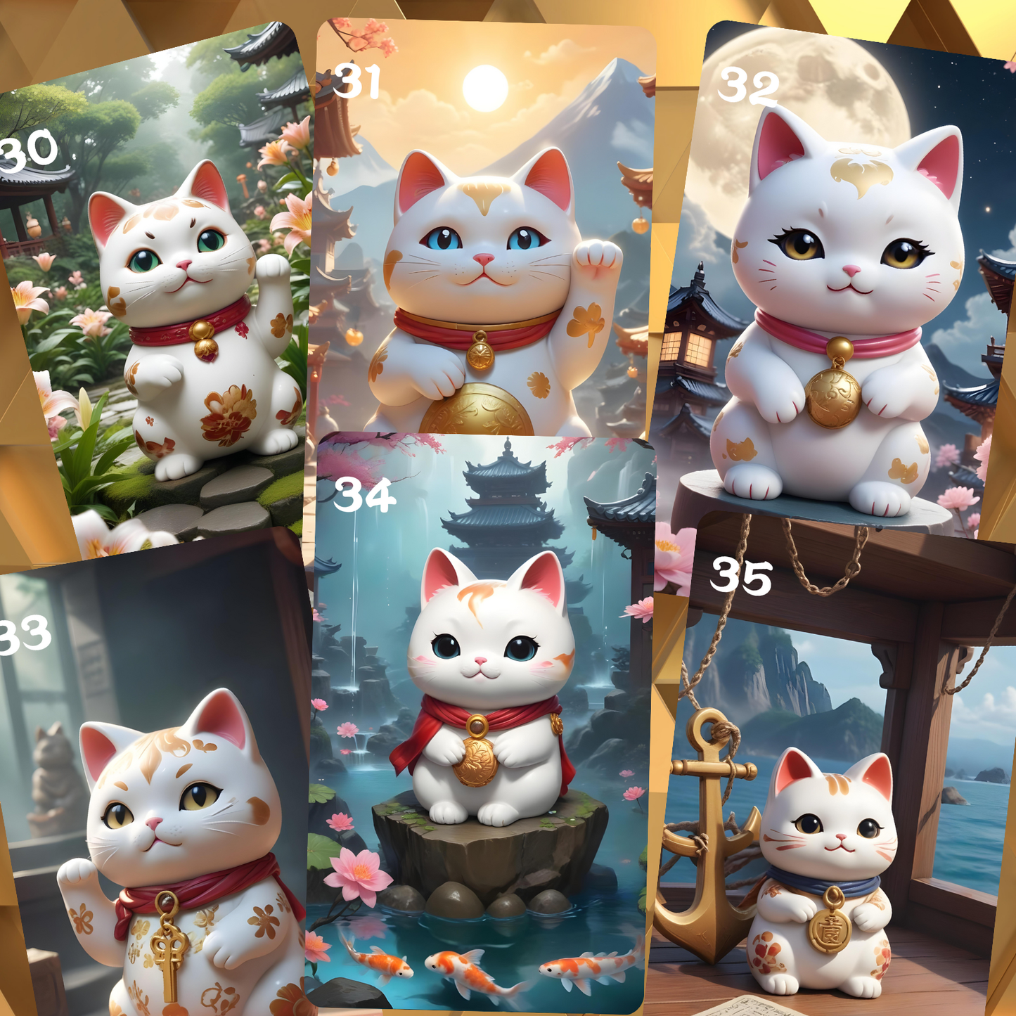 Maneki Neko Lenormand, oráculo con 36 ilustraciones inspiradas en nuestro felino de la suerte favorito!