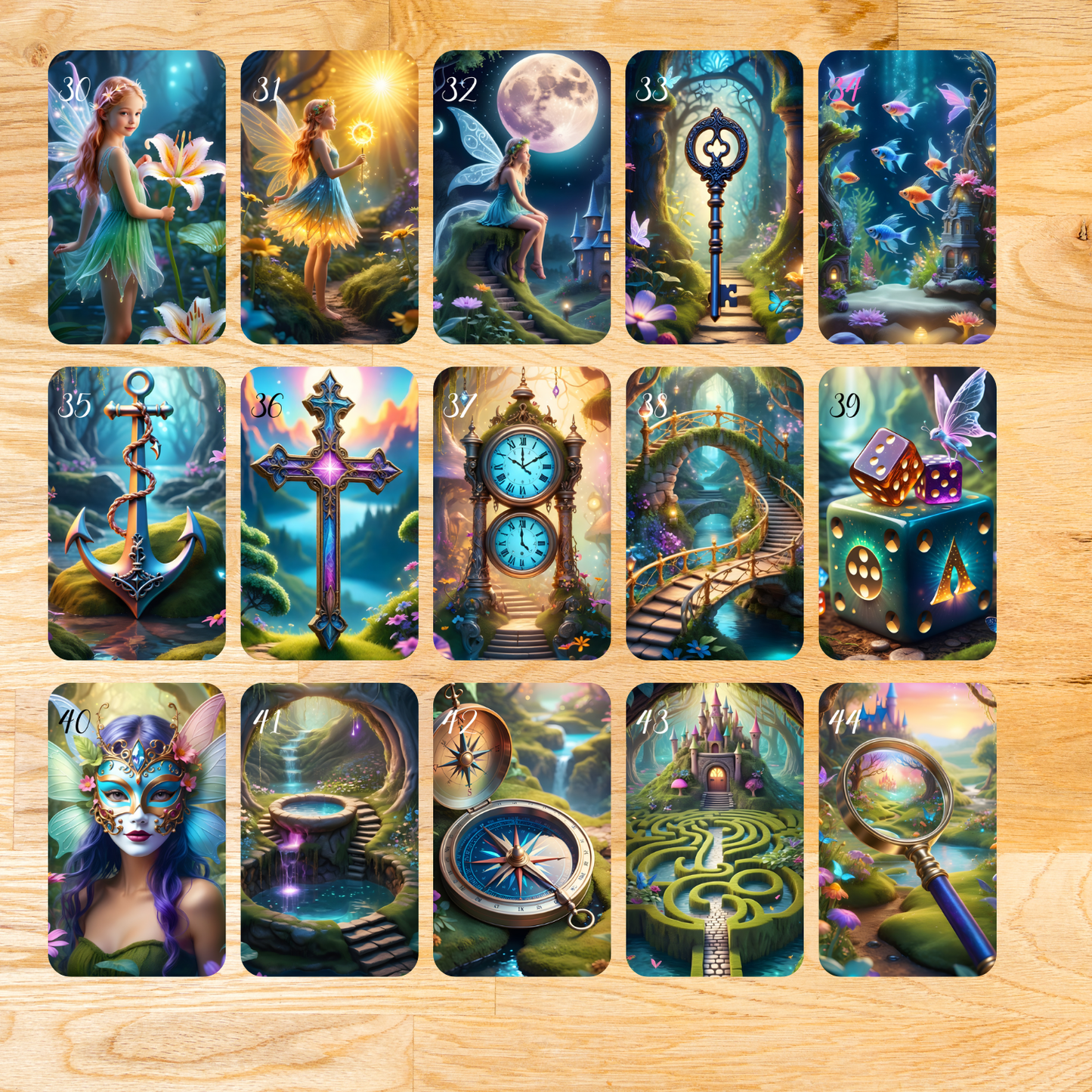 Venusta Silva extended Lenormand, oráculo con 46 ilustraciones inspiradas en el maravilloso mundo de las hadas.