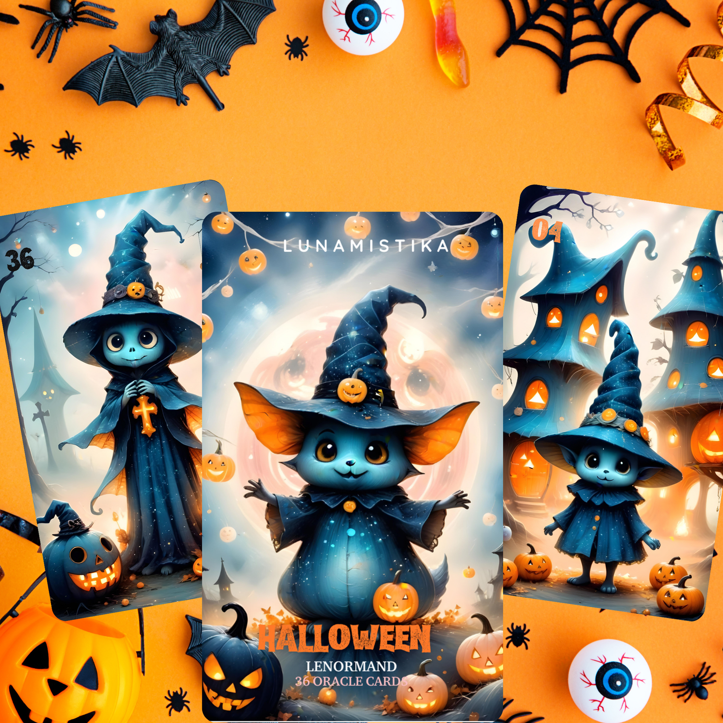 Halloween Lenormand, oráculo con 36 ilustraciones aterradoras y adorables al mismo tiempo!