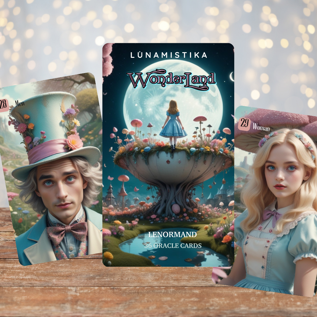 NUEVO! WONDERLAND Lenormand, oráculo inspirado en el pais de las maravillas, baraja lenormand, petit lenormand, juego de cartas adivinatoria