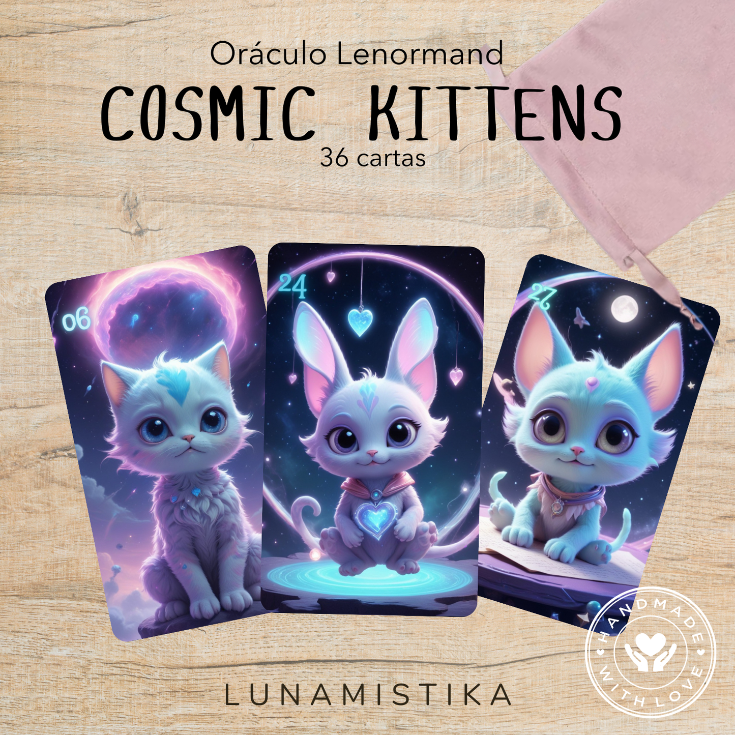 Cosmic Kittens Lenormand, oráculo con 36 ilustraciones basadas en nuestros gatos espaciales favoritos!