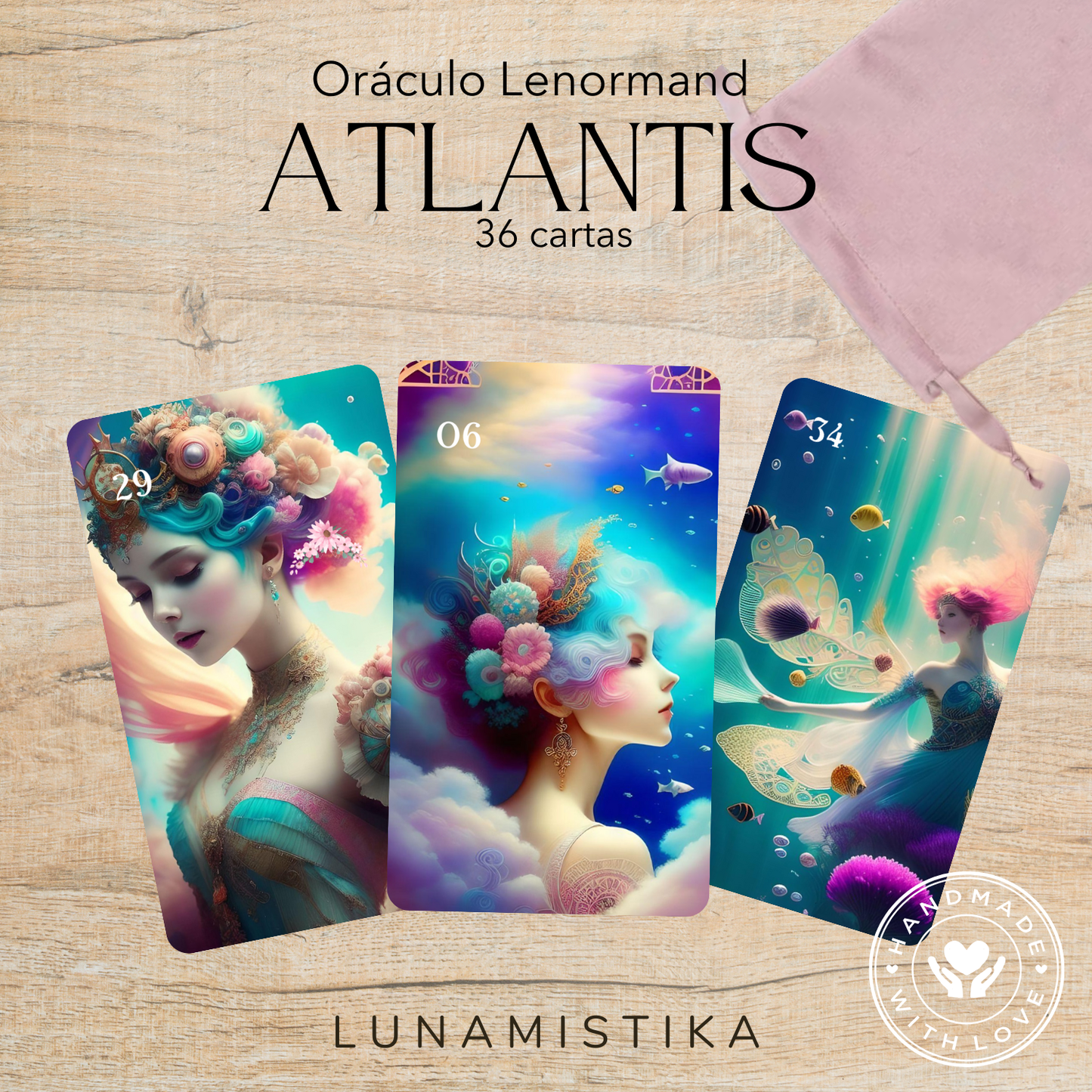 Atlantis Lenormand, oráculo con 36 ilustraciones inspiradas en la antigua ciudad perdida de la Atlántida!