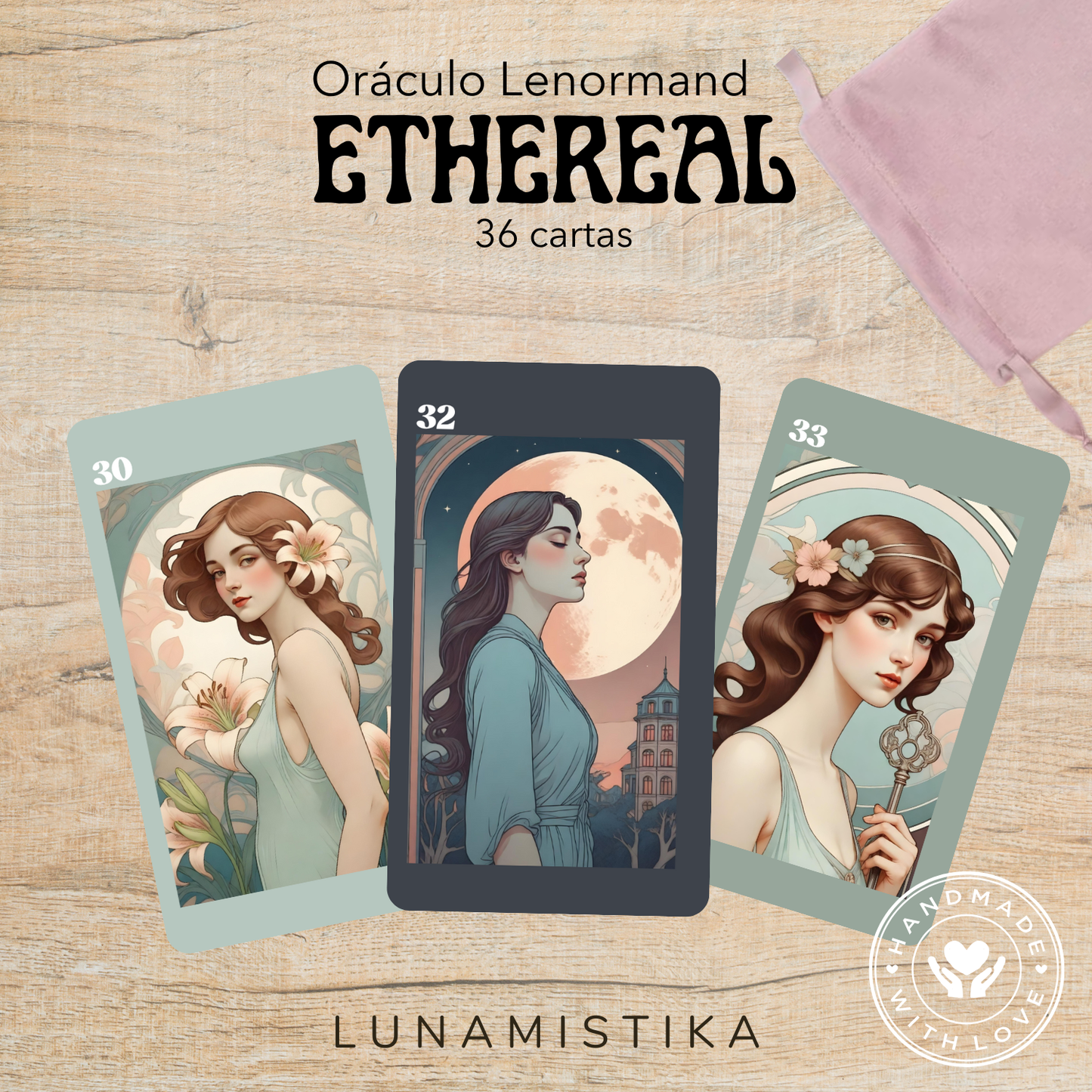 Ethereal Lenormand, oráculo con 36 ilustraciones inspiradas en la belle epoque.